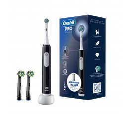 Электрическая зубная щётка Oral-B Pro 1 Черная, с дополнительными сменными насадками Cross Action Black (2 шт)