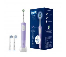 Электрическая зубная щётка Oral-B Vitality Pro Лиловая с дополнительными сменными насадками Sensitive Clean (2 шт)