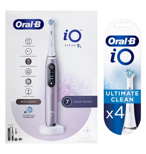 Электрическая зубная щетка Oral-B iO 9 Rose Quartz +Насадки Oral-B iO Ultimate Clean (4 шт)