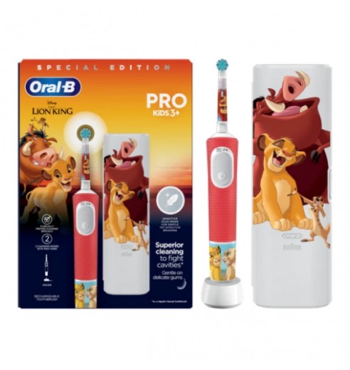 Детская электрическая зубная щетка Oral-B Vitality PRO Kids Король Лев  + чехол