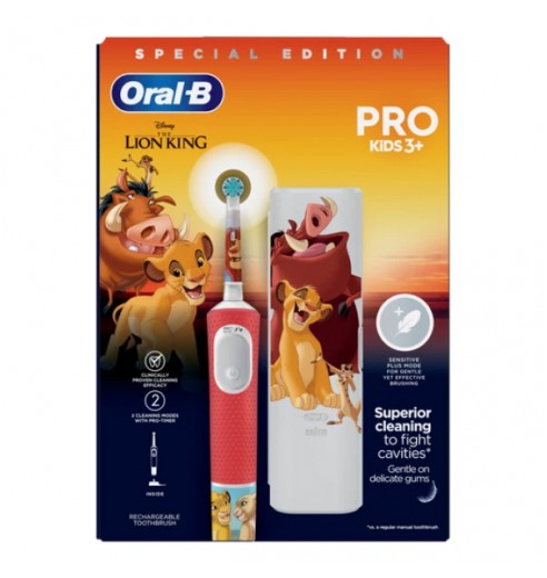 Детская электрическая зубная щетка Oral-B Vitality PRO Kids Король Лев  + чехол