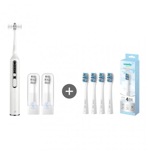 Электрическая зубная щетка usmile U3 - White + Насадка для зубной щетки usmile PRO01 Professional Clean - White