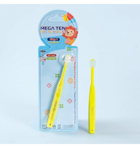Детская зубная щетка MEGA TEN Step 1 (0-2 года) лаймовая