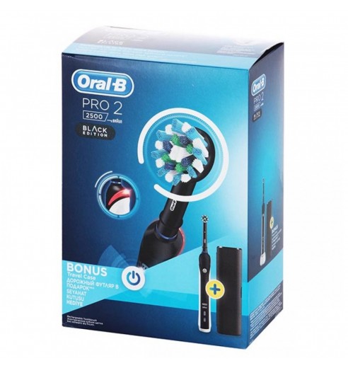 Электрическая зубная щетка Oral-B PRO 2 2500 Cross Action D501.513.2X Black c футляром для путешествий Design Edition