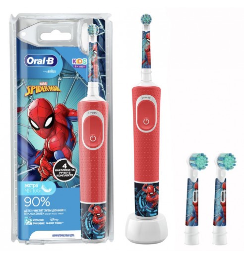 Детская электрическая зубная щетка Oral-B Vitality Kids Spiderman "человек-паук" D100.423.2K