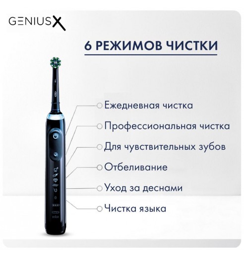 Электрическая зубная щетка Oral-B Genius X 20000 Midnight black D706.513.6