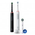 Набор электрических зубных щеток Oral-B Pro 3 Black and White (2 шт) + Насадка для эффективной чистки Oral-B CrossAction (6 шт)