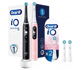 Электрическая зубная щетка Oral-B iO 6 DUO Black Lava, Pink Sand + Насадка Gentle Care, 2шт