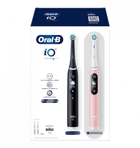 Электрическая зубная щетка Oral-B iO 6 DUO Black Lava, Pink Sand