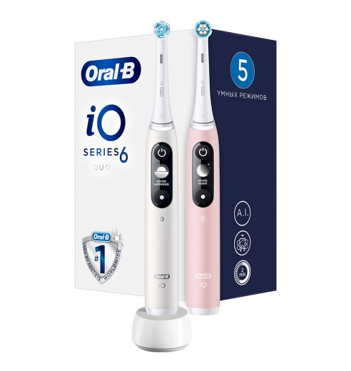 Электрическая зубная щетка Oral-B iO 6 DUO White, Pink Sand