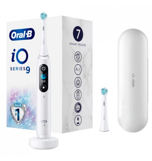 Электрическая зубная щетка Oral-B iO 9 White Alabaster, с дорожным футляром