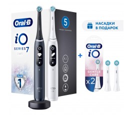 Набор электрических зубных щеток Oral-B iO 7 Duo Black Onyx, White Alabaster + ПОДАРОК: Насадка Gentle Care, 2шт