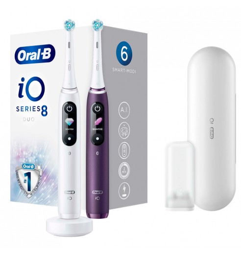 Набор электрических зубных щеток Oral-B iO 8 Duo White Alabaster, Violet Ametrine