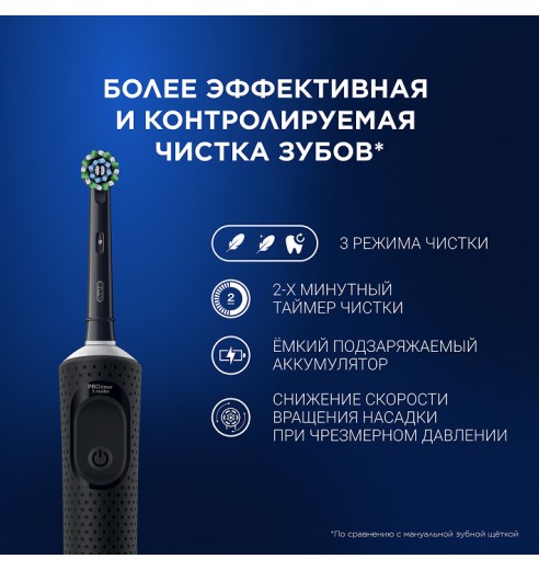 Электрическая зубная щётка Oral-B Vitality Pro чёрная + Насадки Oral-B CrossAction (10 шт)
