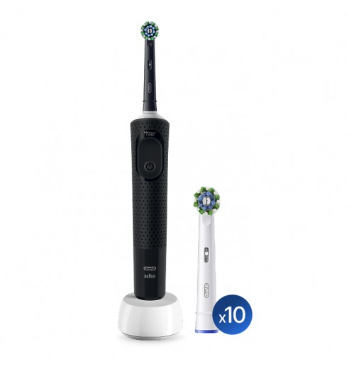 Электрическая зубная щётка Oral-B Vitality Pro чёрная + Насадки Oral-B CrossAction (10 шт)