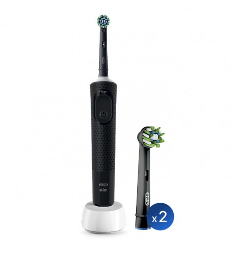 Электрическая зубная щетка Oral-B Vitality Pro D103.413.3 Cross Action Protect X Clean, черный + Насадки Oral-B EB50BRB CrossAction Black, 2 шт