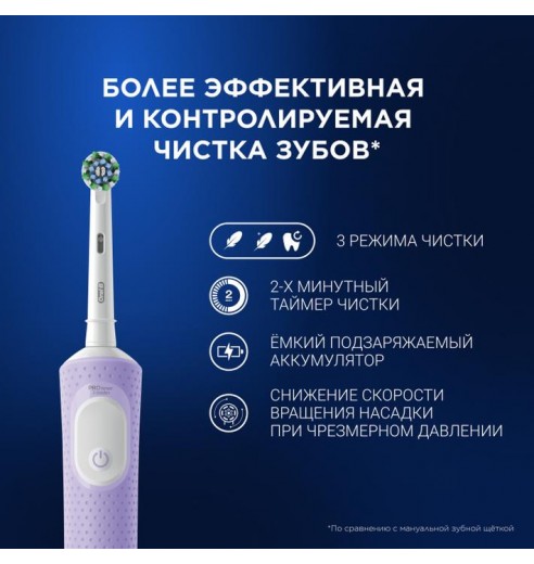 Электрическая зубная щётка Oral-B Vitality Pro лиловая + Насадки Oral-B CrossAction (10 шт)