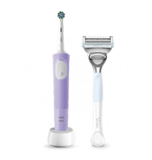 Электрическая зубная щётка Oral-B Vitality Pro лиловая + Женская бритва для ухода в зоне бикини Gillette Venus Satin Care