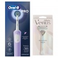 Электрическая зубная щётка Oral-B Vitality Pro лиловая + Женская бритва для ухода в зоне бикини Gillette Venus Satin Care