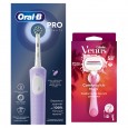 Электрическая зубная щётка Oral-B Vitality Pro лиловая + Женская бритва Gillette Venus Comfortglide Miami с 1 сменной кассетой и держателем