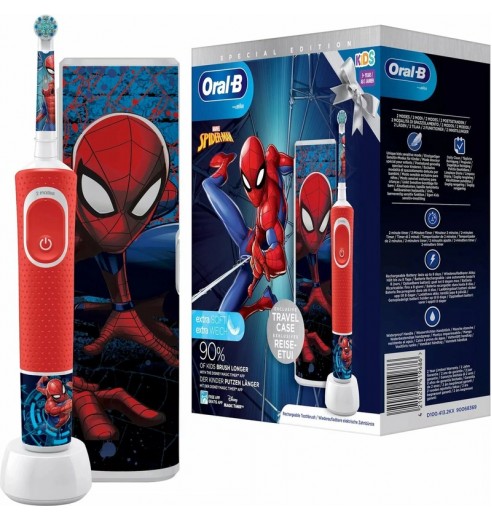 Детская электрическая зубная щетка Oral-B Vitality Kids D100.413.2KX Spiderman + чехол