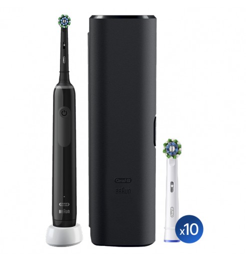 Электрическая зубная щетка Oral-B Pro 3 3500 черная + Насадки Oral-B CrossAction (10 шт.)