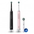 Электрическая зубная щетка Oral-B Pro 3 розовая и Электрическая зубная щетка Oral-B Pro 3 черная + Насадки Oral-B CrossAction (4 шт)