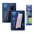 Электрическая зубная щетка Oral-B Pro 3 розовая и Электрическая зубная щетка Oral-B Pro 3 черная + Насадки Oral-B CrossAction (4 шт)
