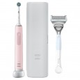 Электрическая зубная щетка Oral-B Pro 3 3500 розовая + Женская бритва для ухода в зоне бикини Gillette Venus Satin Care