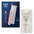 Электрическая зубная щетка Oral-B Pro 3 3500 розовая + Женская бритва для ухода в зоне бикини Gillette Venus Satin Care