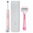 Электрическая зубная щетка Oral-B Pro 3 3500 розовая + Женская бритва Gillette Venus Comfortglide Miami с 1 сменной кассетой и держателем