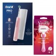 Электрическая зубная щетка Oral-B Pro 3 3500 розовая + Женская бритва Gillette Venus Comfortglide Miami с 1 сменной кассетой и держателем
