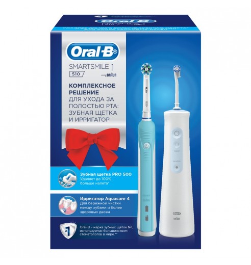 Набор Oral-B SmartSmile 1 510: Электрическая зубная щетка Oral-B Pro 1 500 + Ирригатор Aquacare 4