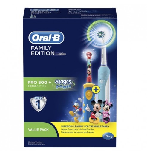 Набор электрических зубных щеток Oral-B Family Pack (Professional Care 500 + Kids D10.513K)