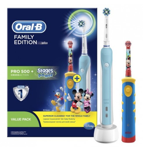 Набор электрических зубных щеток Oral-B Family Pack (Professional Care 500 + Kids D10.513K)
