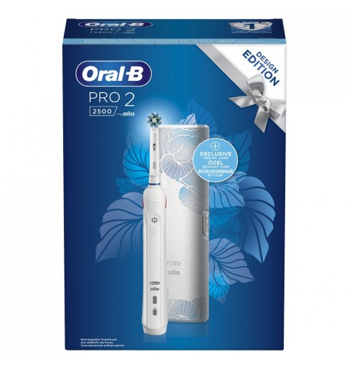 Электрическая зубная щетка Oral-B PRO 2 2500 Cross Action D501.513.2X White c футляром для путешествий Design Edition