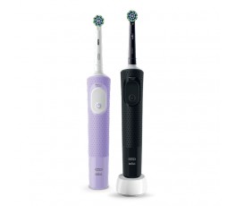 Набор оригинальных электрических зубных щеток Oral-B Vitality Pro, 2 щётки, Черная и Лиловая, 2 насадки