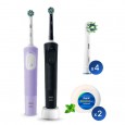 Электрические зубные щетки Vitality Pro Duo + Насадки для эффективной чистки Oral-B CrossAction (4 шт) и зубная нить ORAL-B Essential floss мятная 50м (2 шт)