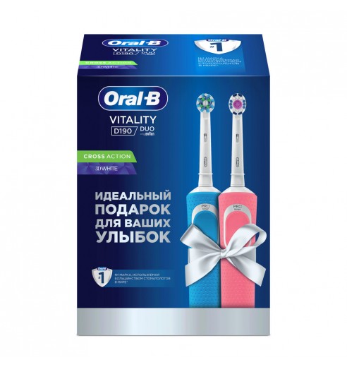 Набор электрических зубных щеток Oral-B Vitality D190 DUO в подарочной упаковке