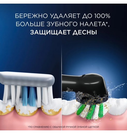Электрическая зубная щетка Oral-B Vitality Pro D103.413.3 Cross Action Protect X Clean, черная - зубная нить Essential floss мятная 50м