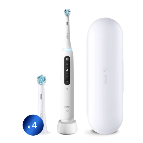 Электрическая зубная щетка Oral-B iO 5 White Alabaste с насадками Ultimate Clean (4 шт) белые 0