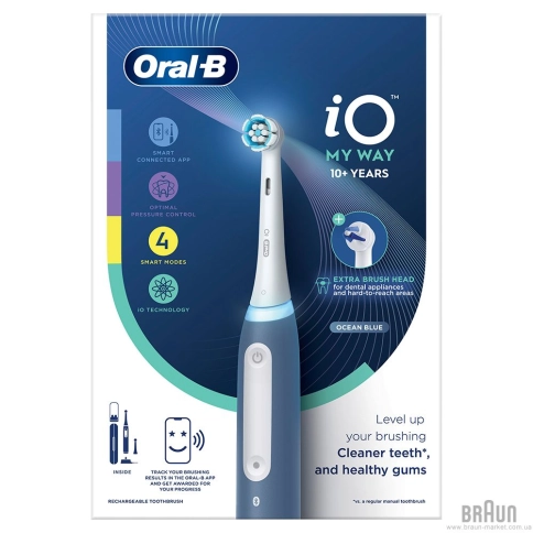 Электрическая зубная щетка Oral-B iO 4 My Way Ocean Blue + extra Brush 10