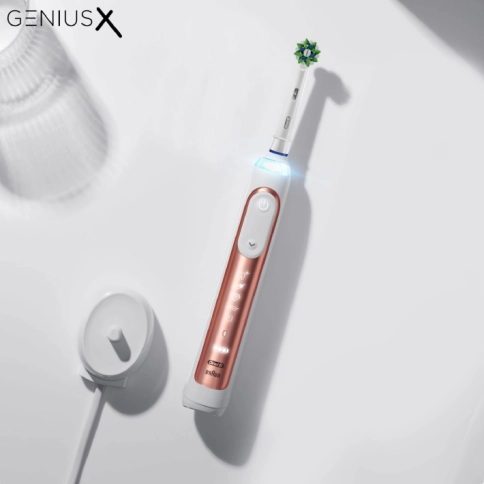 Электрическая зубная щетка Oral-B Genius X 20000 Rose Gold + Насадки Oral-B CrossAction (4 шт) 1