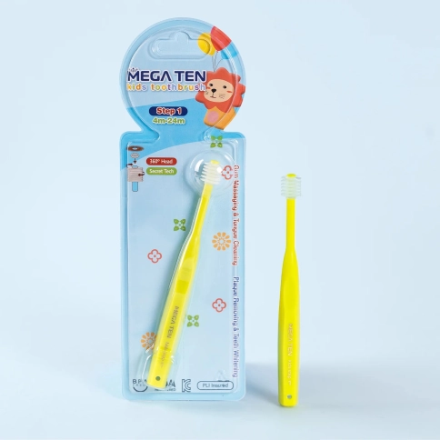 Детская зубная щетка MEGA TEN Step 1 (0-2 года) лаймовая 1