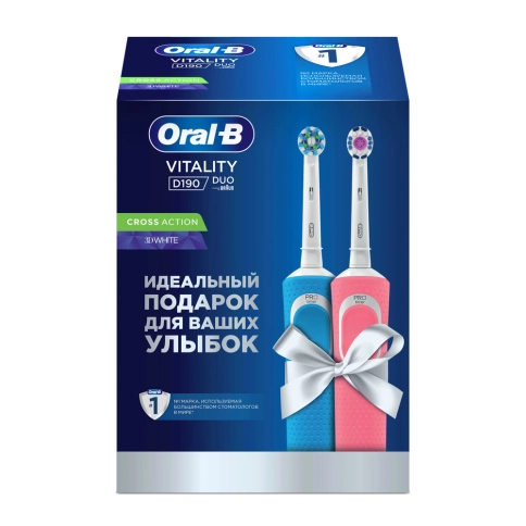 Набор электрических зубных щеток Oral-B Vitality DUO голубая и розовая (2 шт) 9
