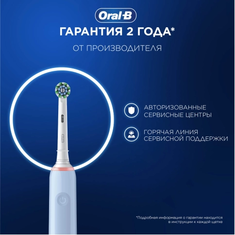 Электрическая зубная щётка Oral-B Pro 3 Голубая с дополнительной сменной насадкой Pro Cross Action (1 шт) 13