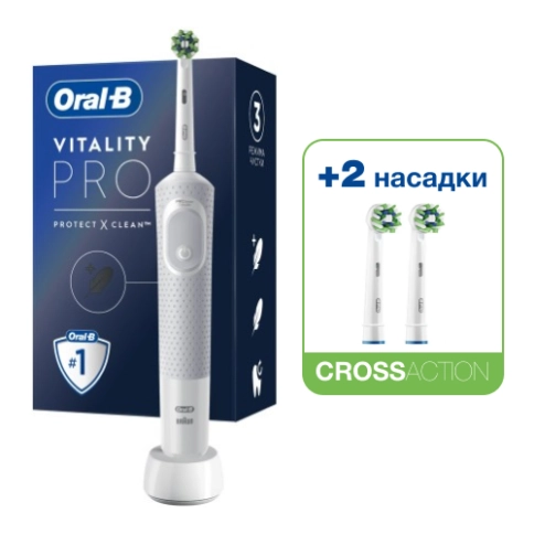 Электрическая зубная щетка Oral-B Vitality Pro + Насадки для эффективной чистки Oral-B CrossAction (2 шт) 0
