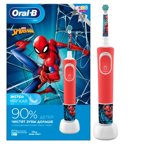 Детская электрическая зубная щеткаOral-B Vitality Kids Человек-паук в подарочной упаковке 0