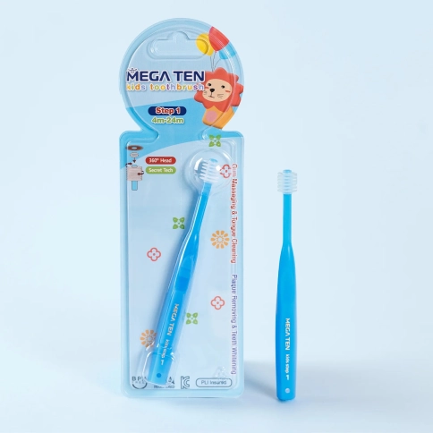 Детская зубная щетка MEGA TEN Step 1 (0-2 года) голубая 1
