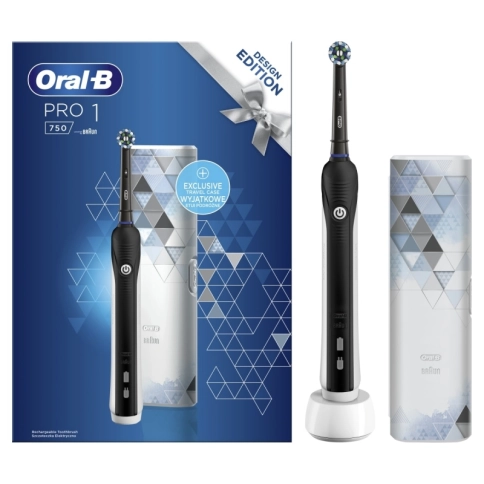 Электрическая зубная щетка Oral-B Pro 750 D16.513.UX c футляром для путешествий Design Edition черная 1